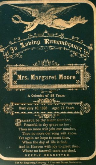 Margaret Moore memorial card